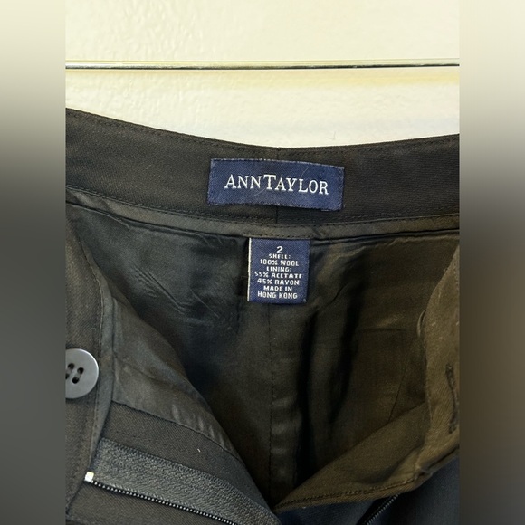 Y2K Ann Taylor 100% wool fully lined wide leg flat front pants. Black size 2 - Picture 3 of 5